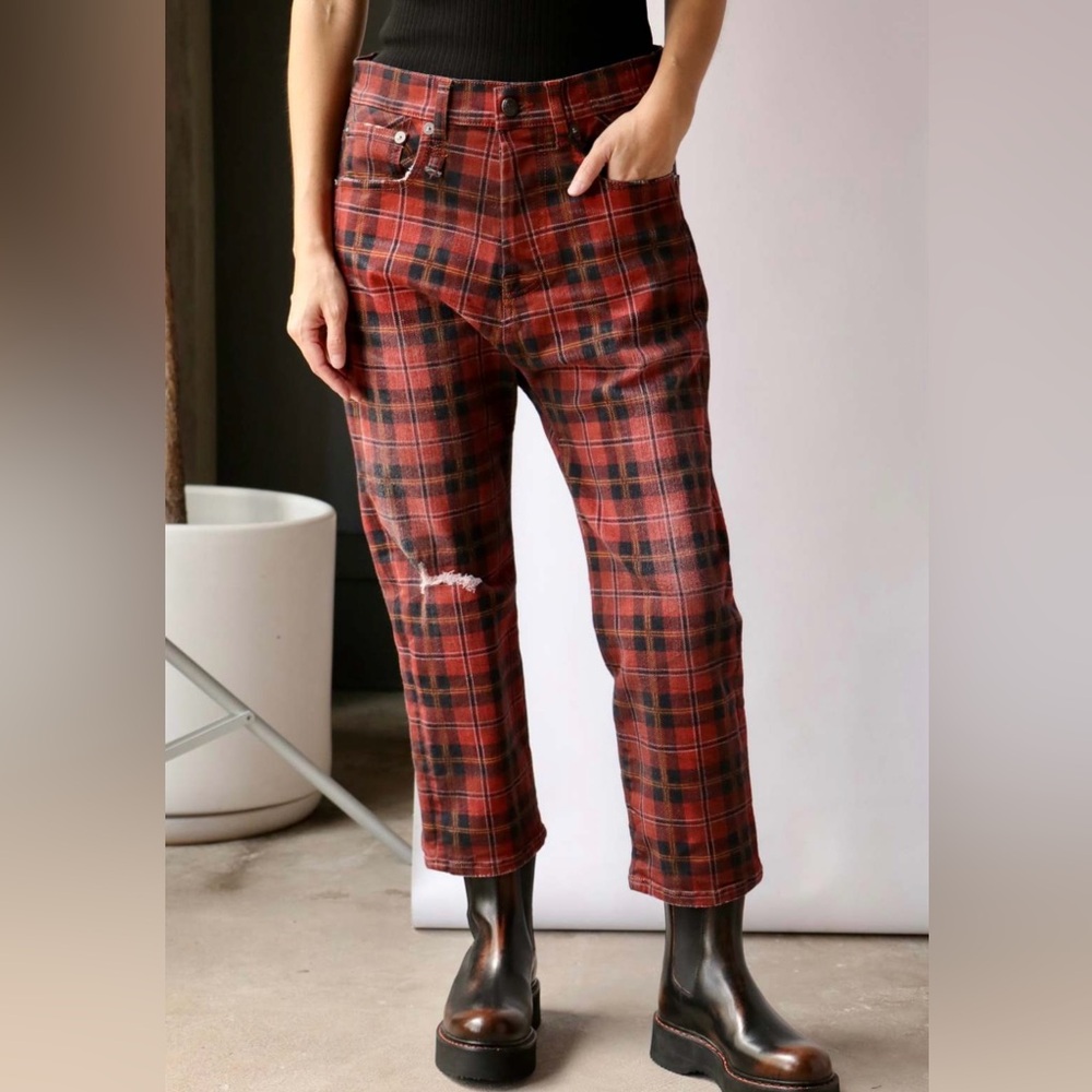 R13 Red and Black Plaid Pants